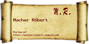 Macher Róbert névjegykártya